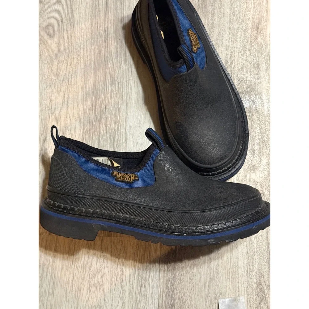 Georgia Giant‎ Kids Waterproof Pull On Work Boots Black Blue Size Unknown